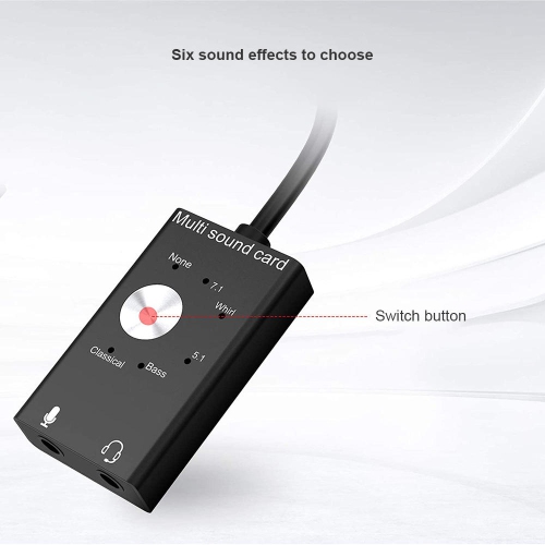 Compact Multi-sound USB and Type-C Sound Card with Noise Reduction Chip with 6 sound effects- PrimeCables®