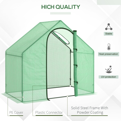 Outsunny 6'x3.3'x5.5' Walk-in Garden Greenhouse with Door and Window, Portable Mini Greenhouse for Plants Flowers Herbs, Steel Outdoor Hot House