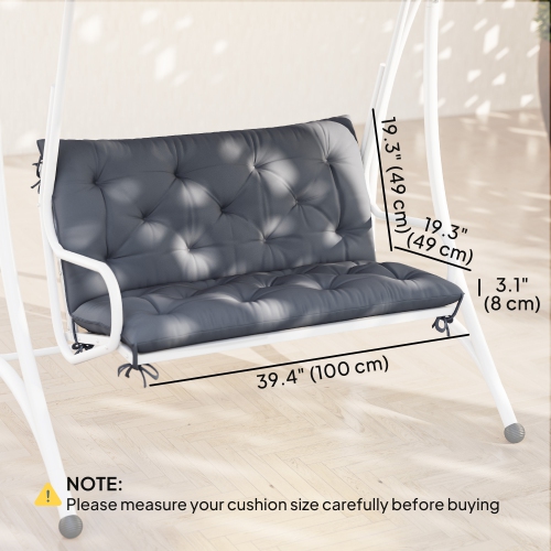 Outsunny Porch Swing Cushion Garden Bench Cushion with Backrest, Non-Slip 2-seater Soft Pad, Swing Chair Mat Replacement for Indoor and Outdoor,