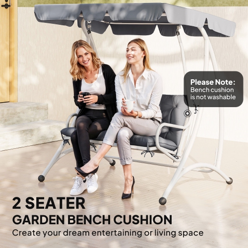 Outsunny Porch Swing Cushion Garden Bench Cushion with Backrest, Non-Slip 2-seater Soft Pad, Swing Chair Mat Replacement for Indoor and Outdoor,
