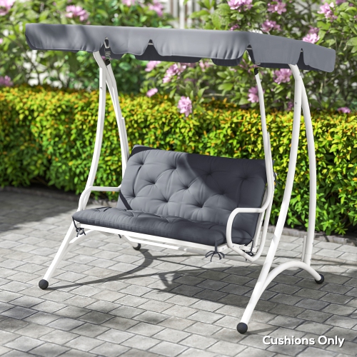 Outsunny Porch Swing Cushion Garden Bench Cushion with Backrest, Non-Slip 2-seater Soft Pad, Swing Chair Mat Replacement for Indoor and Outdoor,