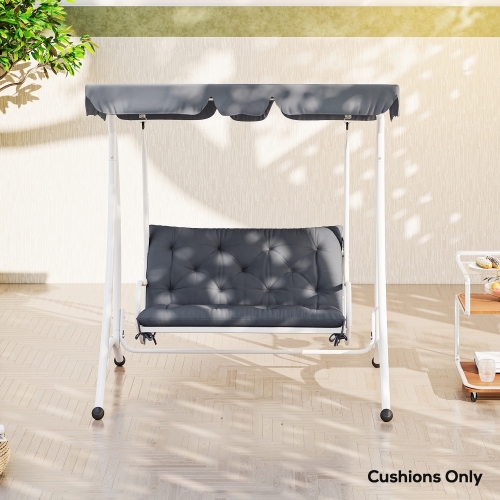 Outsunny Porch Swing Cushion Garden Bench Cushion with Backrest, Non-Slip 2-seater Soft Pad, Swing Chair Mat Replacement for Indoor and Outdoor,