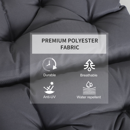 Outsunny Patio Chair Cushions Set of 2, 39" x 20" x 3" Outdoor Tufted Cushion Set with Ties for Indoor Outdoor Garden Furniture, Dark Grey