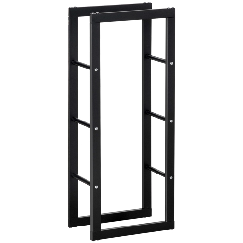 Support extérieur en bois de foyer avec poignées et 220&nbsp;lb de HOMCOM. Capacité maximale, 15,7 x 9,8 x 39,4 po, noir