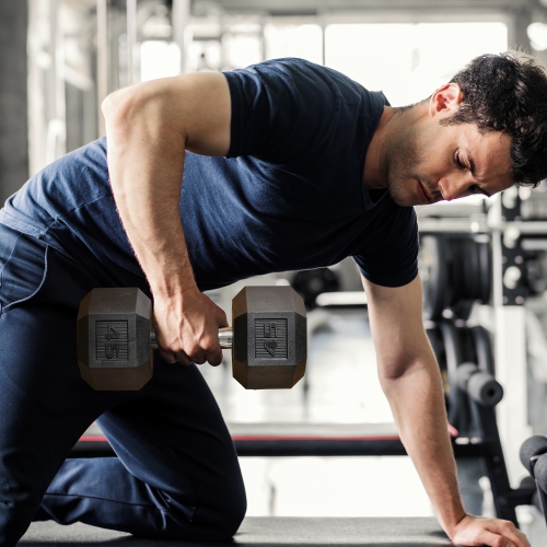 Soozier 45lbs Rubber Hex Dumbbells Weight Dumbbell Hand Weight Barbell for Body Fitness Training for Home Office Gym, Black