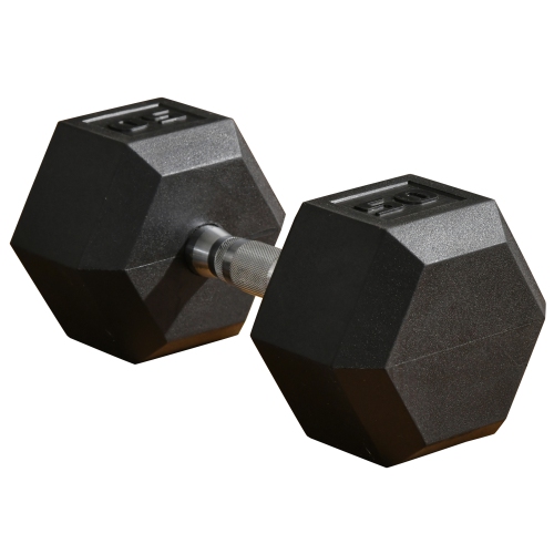 SOOZIER  50Lbs Rubber Dumbbells Weight Dumbbell Hand Weight Barbell for Body Fitness Training for Home Office Gym In Black