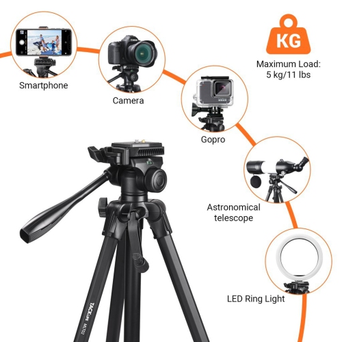 Lightweight Tripod 60" High Quality , Aluminum Travel/Camera/Phone Tripod With Carry Bag