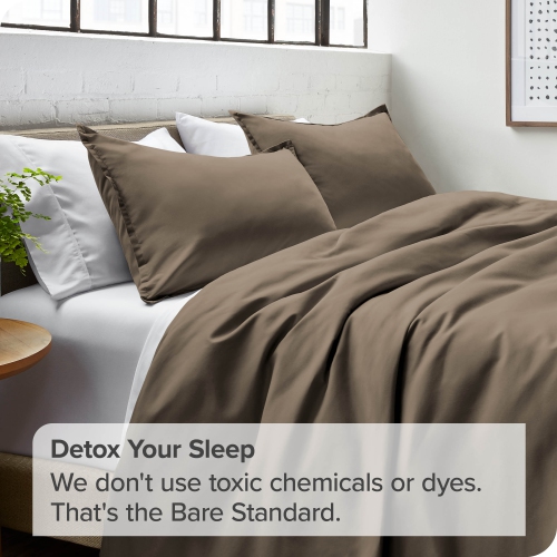 Bare Home Duvet Cover and Sham Set - Premium 1800 Ultra-Soft Brushed Microfiber - Hypoallergenic, Easy Care, Wrinkle Resistant - Twin/Twin XL, Taupe