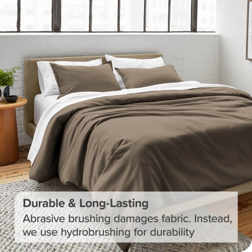 Bare Home Duvet Cover and Sham Set - Premium 1800 Ultra-Soft Brushed Microfiber - Hypoallergenic, Easy Care, Wrinkle Resistant - Twin/Twin XL, Taupe