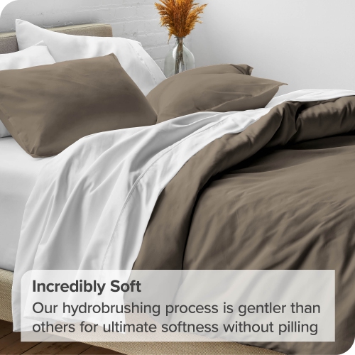 Bare Home Duvet Cover and Sham Set - Premium 1800 Ultra-Soft Brushed Microfiber - Hypoallergenic, Easy Care, Wrinkle Resistant - Twin/Twin XL, Taupe