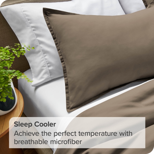 Bare Home Duvet Cover and Sham Set - Premium 1800 Ultra-Soft Brushed Microfiber - Hypoallergenic, Easy Care, Wrinkle Resistant - Twin/Twin XL, Taupe