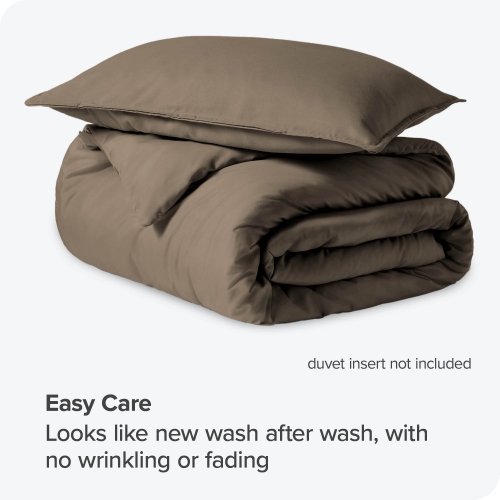 Bare Home Duvet Cover and Sham Set - Premium 1800 Ultra-Soft Brushed Microfiber - Hypoallergenic, Easy Care, Wrinkle Resistant - Twin/Twin XL, Taupe