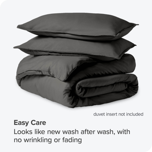 Bare Home Duvet Cover and Sham Set - Premium 1800 Ultra-Soft Brushed Microfiber - Hypoallergenic, Easy Care, Wrinkle Resistant - Oversized King, Grey