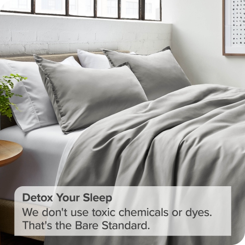 Bare Home Duvet Cover and Sham Set - Premium 1800 Ultra-Soft Brushed Microfiber - Hypoallergenic, Easy Care, Wrinkle Resistant - Full, Light Grey