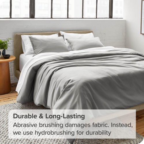 Bare Home Duvet Cover and Sham Set - Premium 1800 Ultra-Soft Brushed Microfiber - Hypoallergenic, Easy Care, Wrinkle Resistant - Full, Light Grey