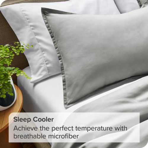 Bare Home Duvet Cover and Sham Set - Premium 1800 Ultra-Soft Brushed Microfiber - Hypoallergenic, Easy Care, Wrinkle Resistant - Full, Light Grey