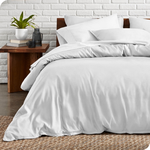 BARE HOME  Duvet Cover And Sham Set - Premium 1800 Ultra-Soft Brushed Microfiber - Hypoallergenic, Easy Care, Wrinkle Resistant - Queen In White