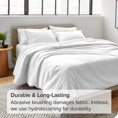 Bare Home Duvet Cover and Sham Set - Premium 1800 Ultra-Soft Brushed Microfiber - Hypoallergenic, Easy Care, Wrinkle Resistant - Twin/Twin XL, White