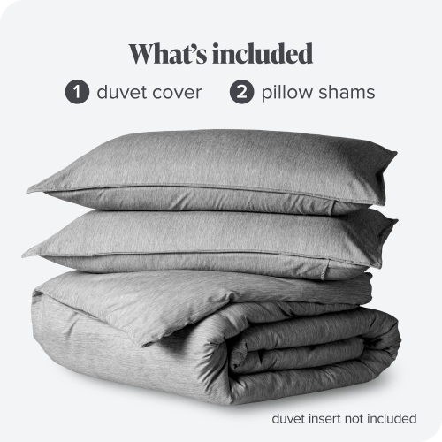 Bare Home Duvet Cover and Sham Set - Premium 1800 Ultra-Soft Brushed Microfiber - Hypoallergenic, Easy Care, Wrinkle Resistant - Queen, Heather