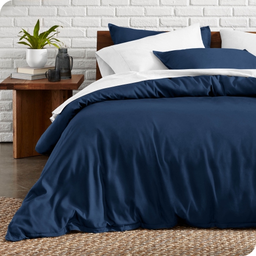 BARE HOME  Duvet Cover And Sham Set - Premium 1800 Ultra-Soft Brushed Microfiber - Hypoallergenic, Easy Care, Wrinkle Resistant - Full, Dark In Blue