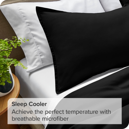 ENS. Housse de couette et couvre-oreiller Bare Home - microfibre brossée ultra-douce 1800 - Hypoallergénique, entretien facile, résistant aux plis -