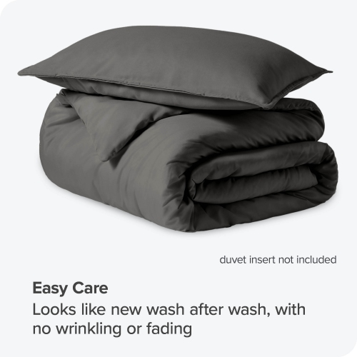 Bare Home Duvet Cover and Sham Set - Premium 1800 Ultra-Soft Brushed Microfiber - Hypoallergenic, Easy Care, Wrinkle Resistant - Twin/Twin XL, Grey