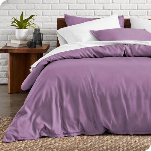 Bare Home Duvet Cover and Sham Set - Premium 1800 Ultra-Soft Brushed Microfiber - Hypoallergenic, Easy Care, Wrinkle Resistant - Queen, Lavender