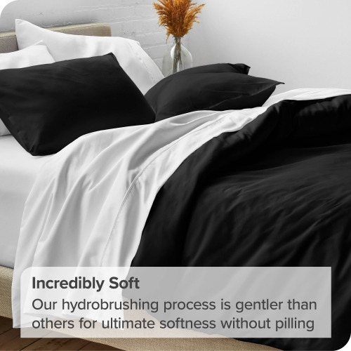 Bare Home Duvet Cover and Sham Set - Premium 1800 Ultra-Soft Brushed Microfiber - Hypoallergenic, Easy Care, Wrinkle Resistant - Twin/Twin XL, Black