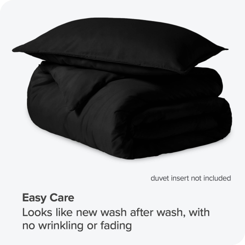 Bare Home Duvet Cover and Sham Set - Premium 1800 Ultra-Soft Brushed Microfiber - Hypoallergenic, Easy Care, Wrinkle Resistant - Twin/Twin XL, Black