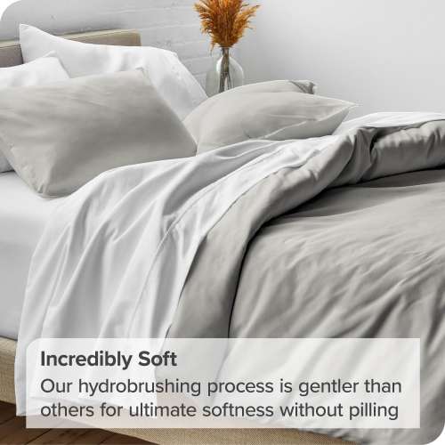 Bare Home Duvet Cover and Sham Set - Premium 1800 Ultra-Soft Brushed Microfiber - Hypoallergenic, Easy Care, Wrinkle Resistant - Queen, Light Grey