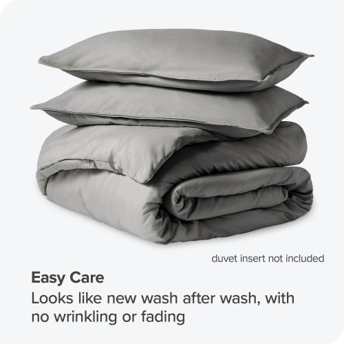 Bare Home Duvet Cover and Sham Set - Premium 1800 Ultra-Soft Brushed Microfiber - Hypoallergenic, Easy Care, Wrinkle Resistant - Queen, Light Grey