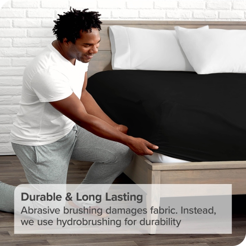 Bare Home Fitted Bottom Sheet - Premium 1800 Ultra-Soft Wrinkle Resistant Microfiber - Hypoallergenic - Deep Pocket - California King, Black