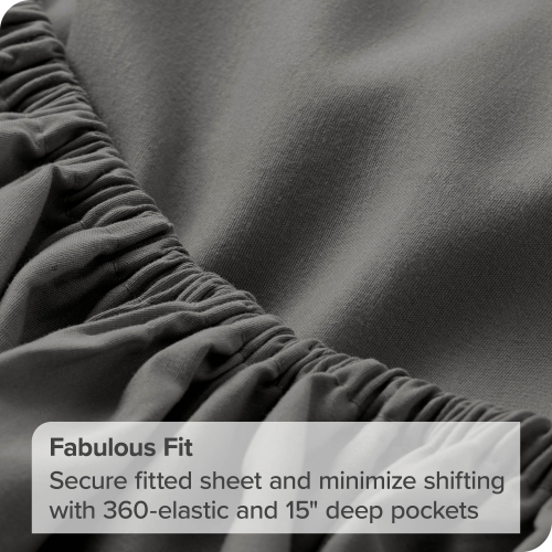 Bare Home Fitted Bottom Sheet - Premium 1800 Ultra-Soft Wrinkle Resistant Microfiber - Hypoallergenic - Deep Pocket - Twin XL, Grey