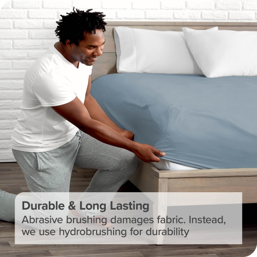 Bare Home Fitted Bottom Sheet - Premium 1800 Ultra-Soft Wrinkle Resistant Microfiber - Hypoallergenic - Deep Pocket - Twin XL, Coronet Blue