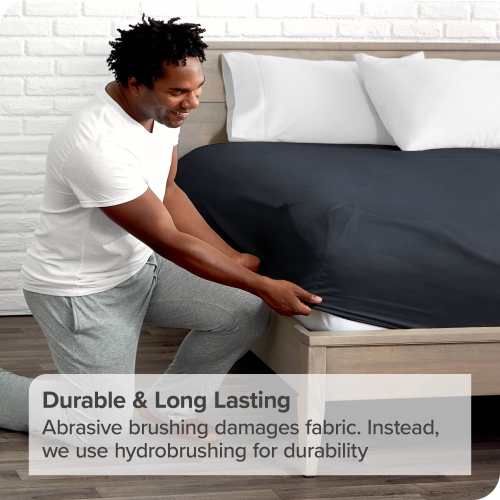Bare Home Fitted Bottom Sheet - Premium 1800 Ultra-Soft Wrinkle Resistant Microfiber - Hypoallergenic - Deep Pocket - Twin XL, Midnight Blue