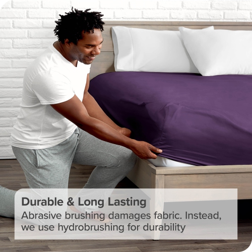 Bare Home Fitted Bottom Sheet - Premium 1800 Ultra-Soft Wrinkle Resistant Microfiber - Hypoallergenic - Deep Pocket - Twin XL, Plum