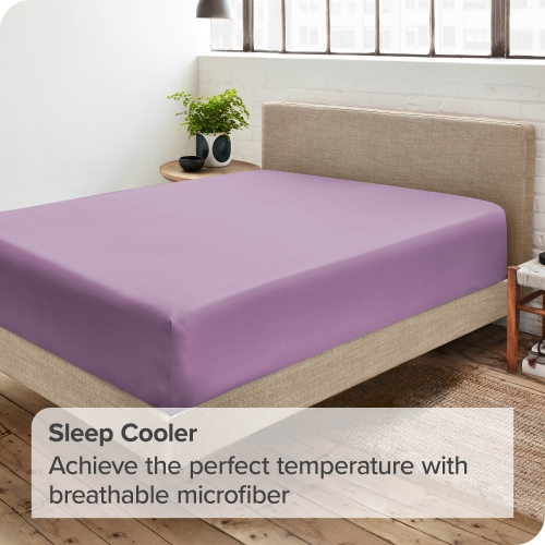 Bare Home Fitted Bottom Sheet - Premium 1800 Ultra-Soft Wrinkle Resistant Microfiber - Hypoallergenic - Deep Pocket - Twin, Lavender