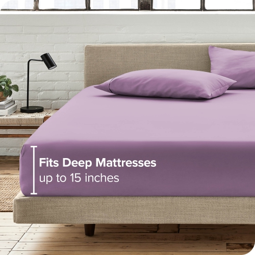 Bare Home Fitted Bottom Sheet - Premium 1800 Ultra-Soft Wrinkle Resistant Microfiber - Hypoallergenic - Deep Pocket - Twin XL, Lavender