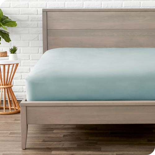 Bare Home Fitted Bottom Sheet - Premium 1800 Ultra-Soft Wrinkle Resistant Microfiber - Hypoallergenic - Deep Pocket - Twin XL, Light Blue
