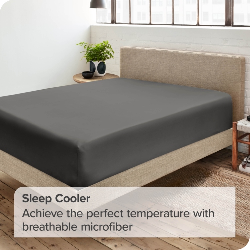 Bare Home Fitted Bottom Sheet - Premium 1800 Ultra-Soft Wrinkle Resistant Microfiber - Hypoallergenic - Deep Pocket - King, Grey