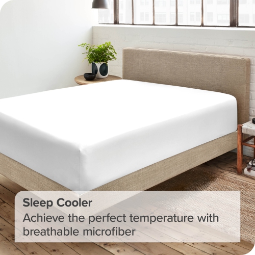 Bare Home Fitted Bottom Sheet - Premium 1800 Ultra-Soft Wrinkle Resistant Microfiber - Hypoallergenic - Deep Pocket - Split Head Flex King, White