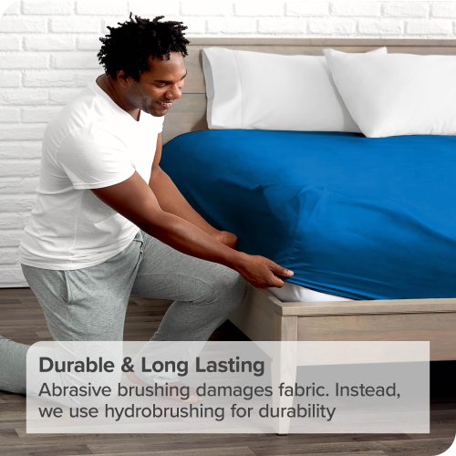 Bare Home Fitted Bottom Sheet - Premium 1800 Ultra-Soft Wrinkle Resistant Microfiber - Hypoallergenic - Deep Pocket - Twin XL, Medium Blue