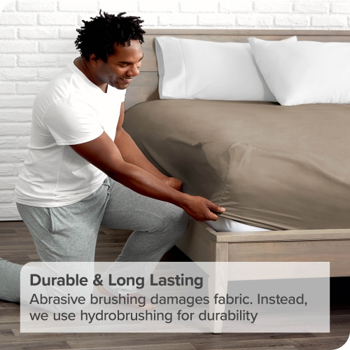 Bare Home Fitted Bottom Sheet - Premium 1800 Ultra-Soft Wrinkle Resistant Microfiber - Hypoallergenic - Deep Pocket - California King, Taupe