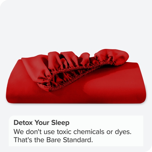 Bare Home Fitted Bottom Sheet - Premium 1800 Ultra-Soft Wrinkle Resistant Microfiber - Hypoallergenic - Deep Pocket - Queen, Red