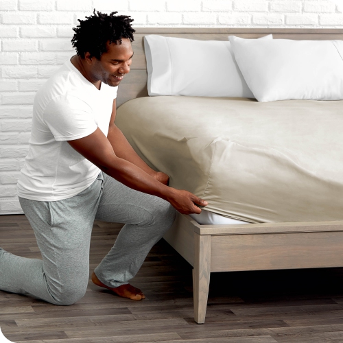 Bare Home Fitted Bottom Sheet - Premium 1800 Ultra-Soft Wrinkle Resistant Microfiber - Hypoallergenic - Deep Pocket - Full, Sand