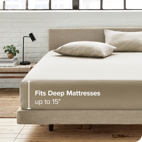 Bare Home Fitted Bottom Sheet - Premium 1800 Ultra-Soft Wrinkle Resistant Microfiber - Hypoallergenic - Deep Pocket - Full, Sand
