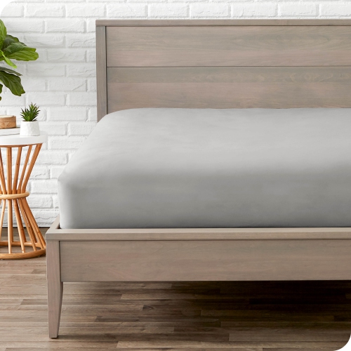 BARE HOME  Fitted Bottom Sheet - Premium 1800 Ultra-Soft Wrinkle Resistant Microfiber - Hypoallergenic - Deep Pocket - King, Light In Grey