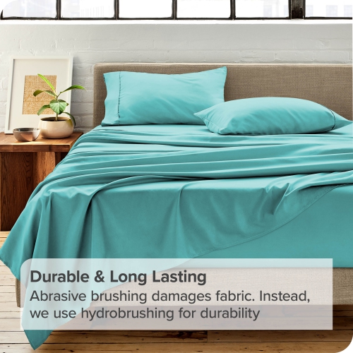 Bare Home Premium 1800 Ultra-Soft Microfiber Pillowcase Set - Double Brushed - Hypoallergenic - Wrinkle Resistant - Standard, Aqua