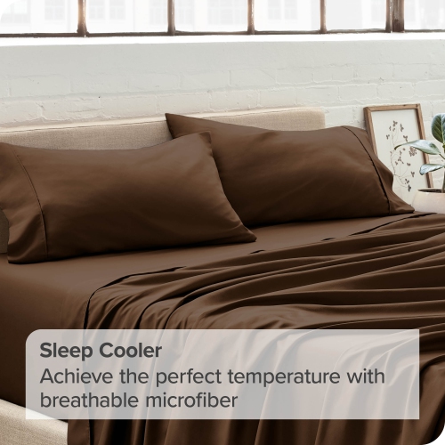 Bare Home Premium 1800 Ultra-Soft Microfiber Pillowcase Set - Double Brushed - Hypoallergenic - Wrinkle Resistant - King, Cocoa