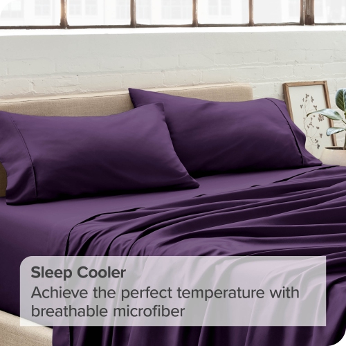 Bare Home Premium 1800 Ultra-Soft Microfiber Pillowcase Set - Double Brushed - Hypoallergenic - Wrinkle Resistant - King, Plum